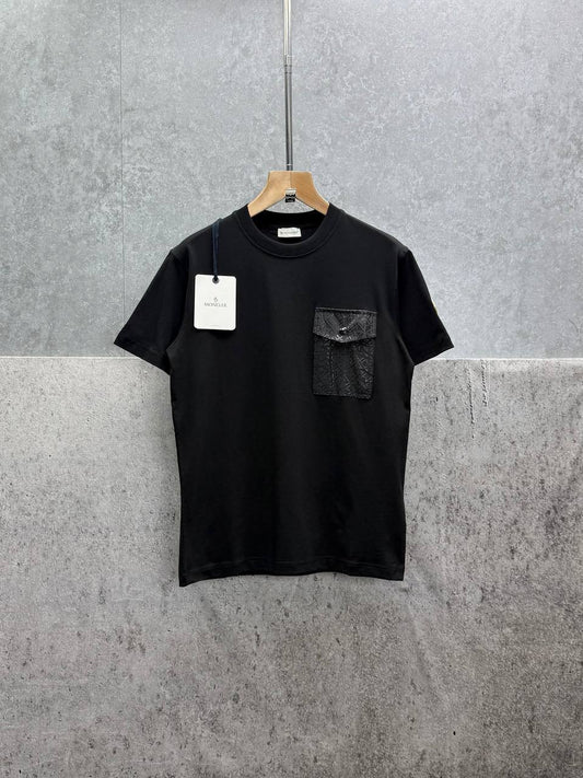 Moncler Cotton T-Shirt with Textured Pocket UK Reps AAA Quality