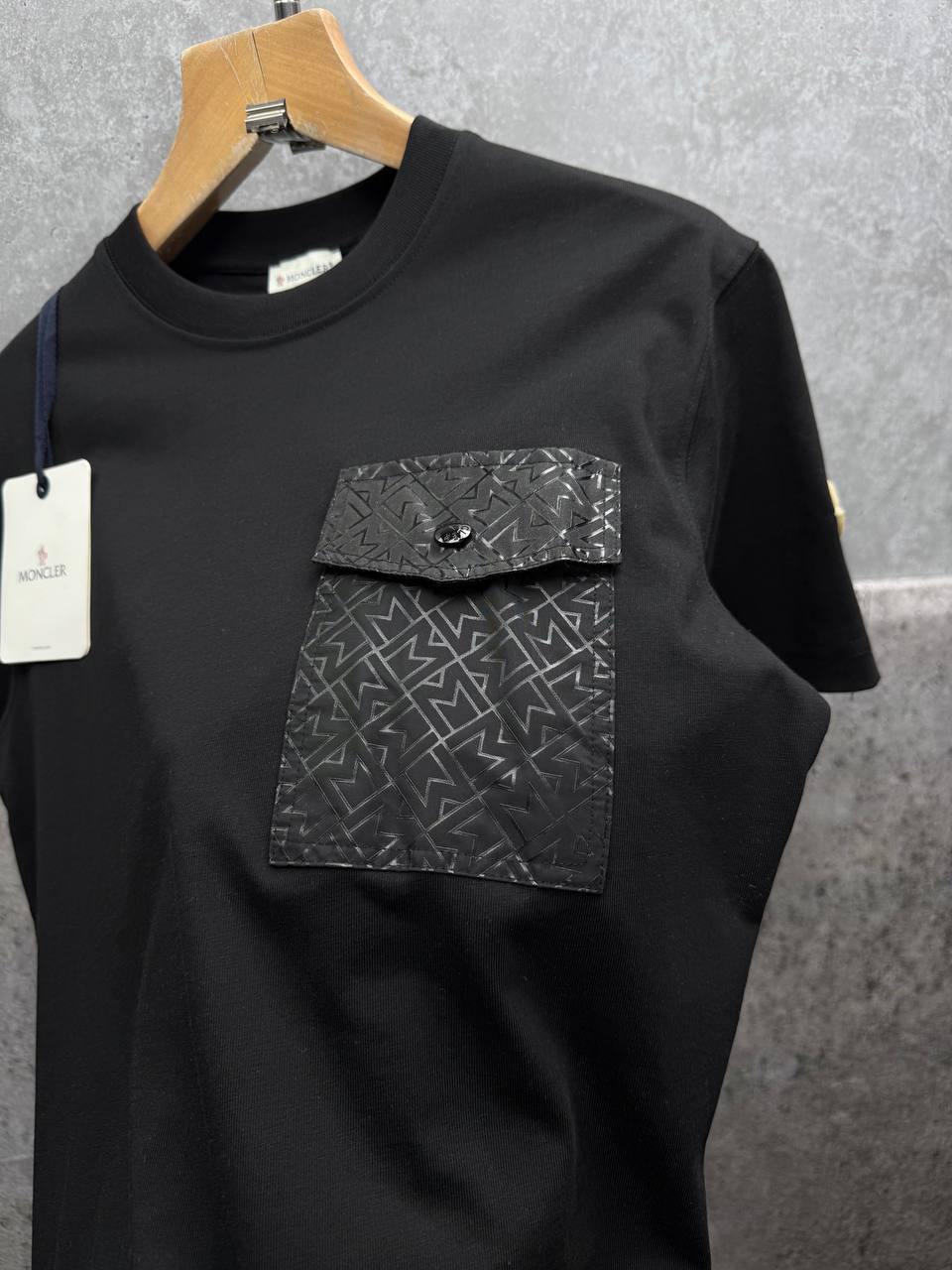 Moncler Cotton T-Shirt with Textured Pocket UK Reps AAA Quality