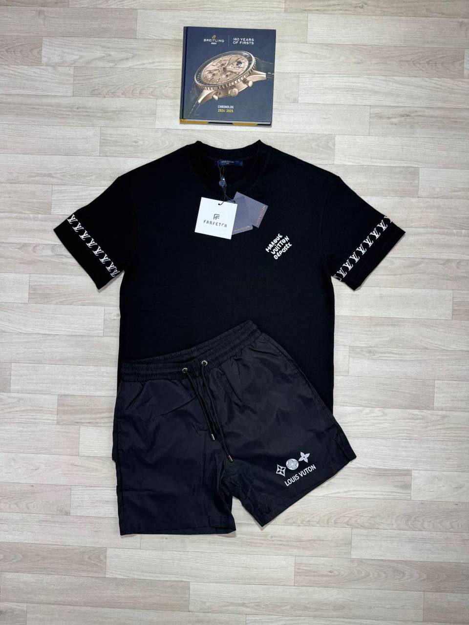 Louis Vuitton Monogram Sleeve Crewneck and Matching Shorts Set AAA Quality UK Reps