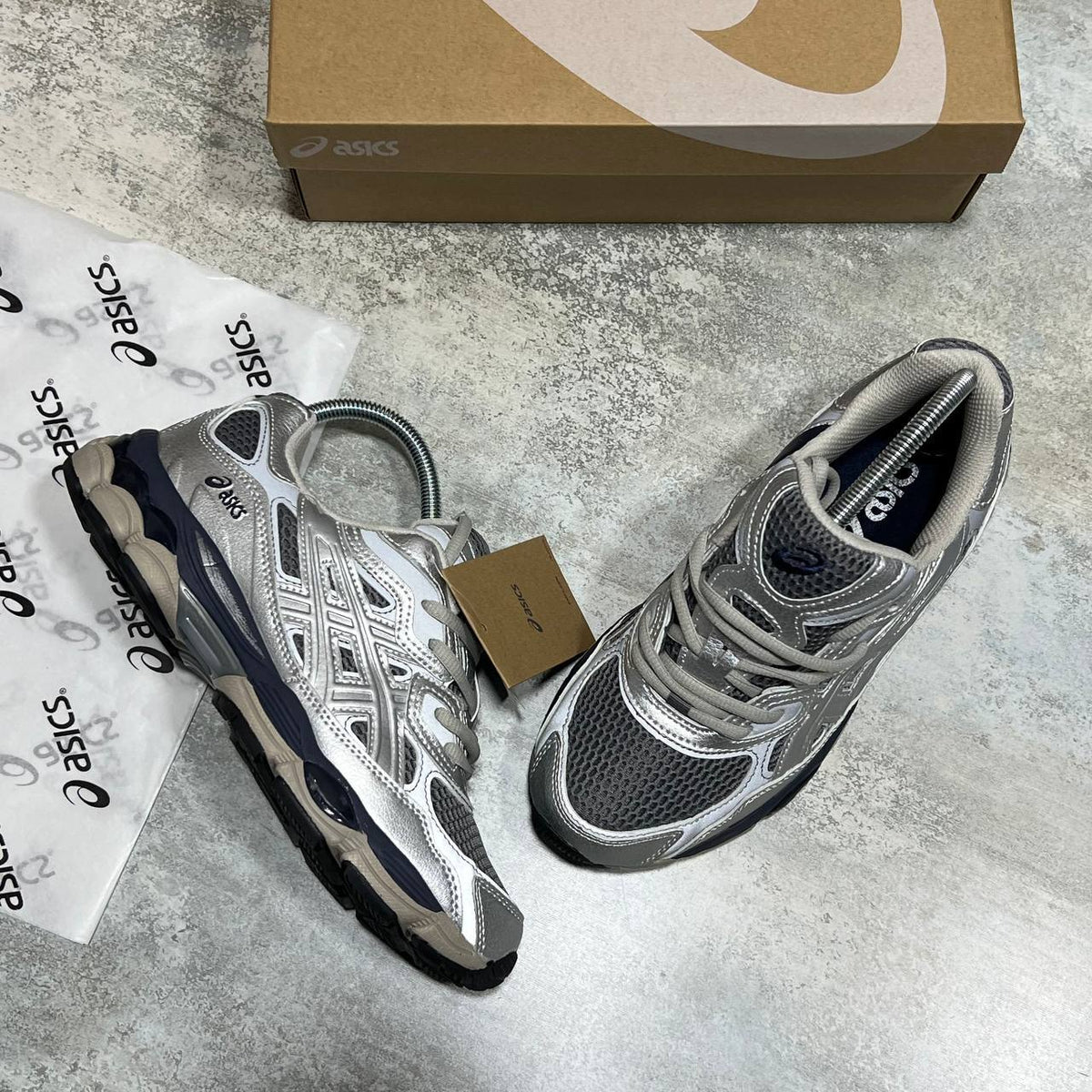 ASICS GEL-NYC Trainers in "Pure Silver / Midnight" SuperClone Quality UK Reps