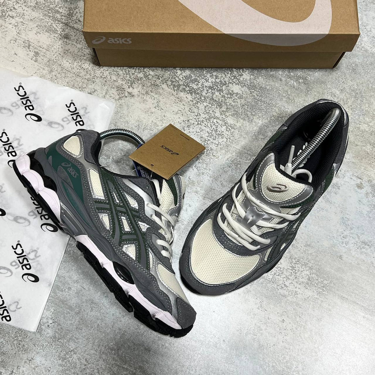 ASICS Gel-NYC Trainers in Cream/Steel Grey SuperClone Quality UK Reps