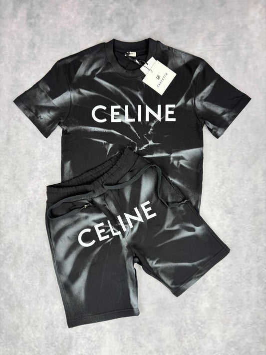 CELINE HOMME Monochromatic Spiral Tie-Dye Short Set SuperClone Quality UK Reps
