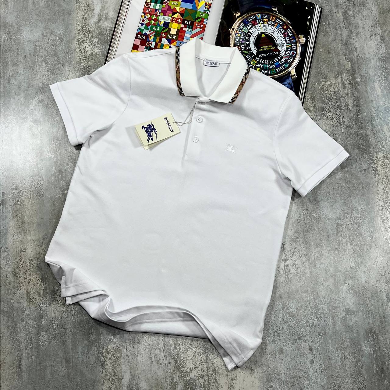 Burberry Check Trim Cotton Polo Shirt AAA Quality UK Reps