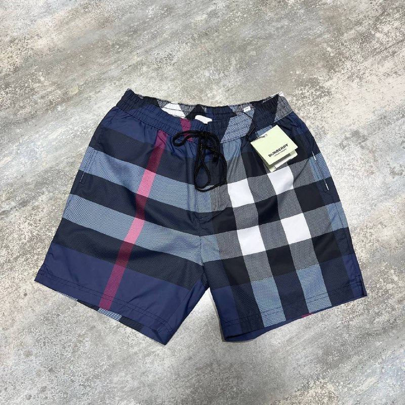 Burberry Men's Check Swim Shorts in Carbon Blue AAA Quality UK Reps
