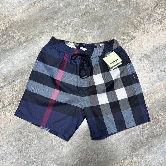 Burberry Men's Check Swim Shorts in Carbon Blue AAA Quality UK Reps