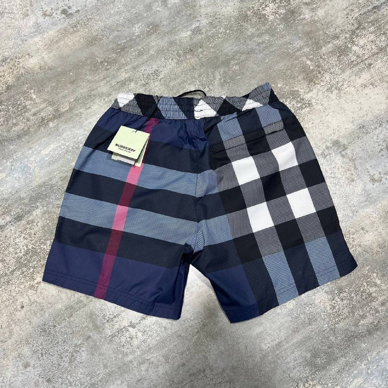 Burberry Men's Check Swim Shorts in Carbon Blue AAA Quality UK Reps