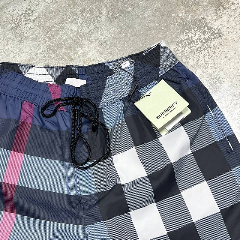Burberry Men's Check Swim Shorts in Carbon Blue AAA Quality UK Reps