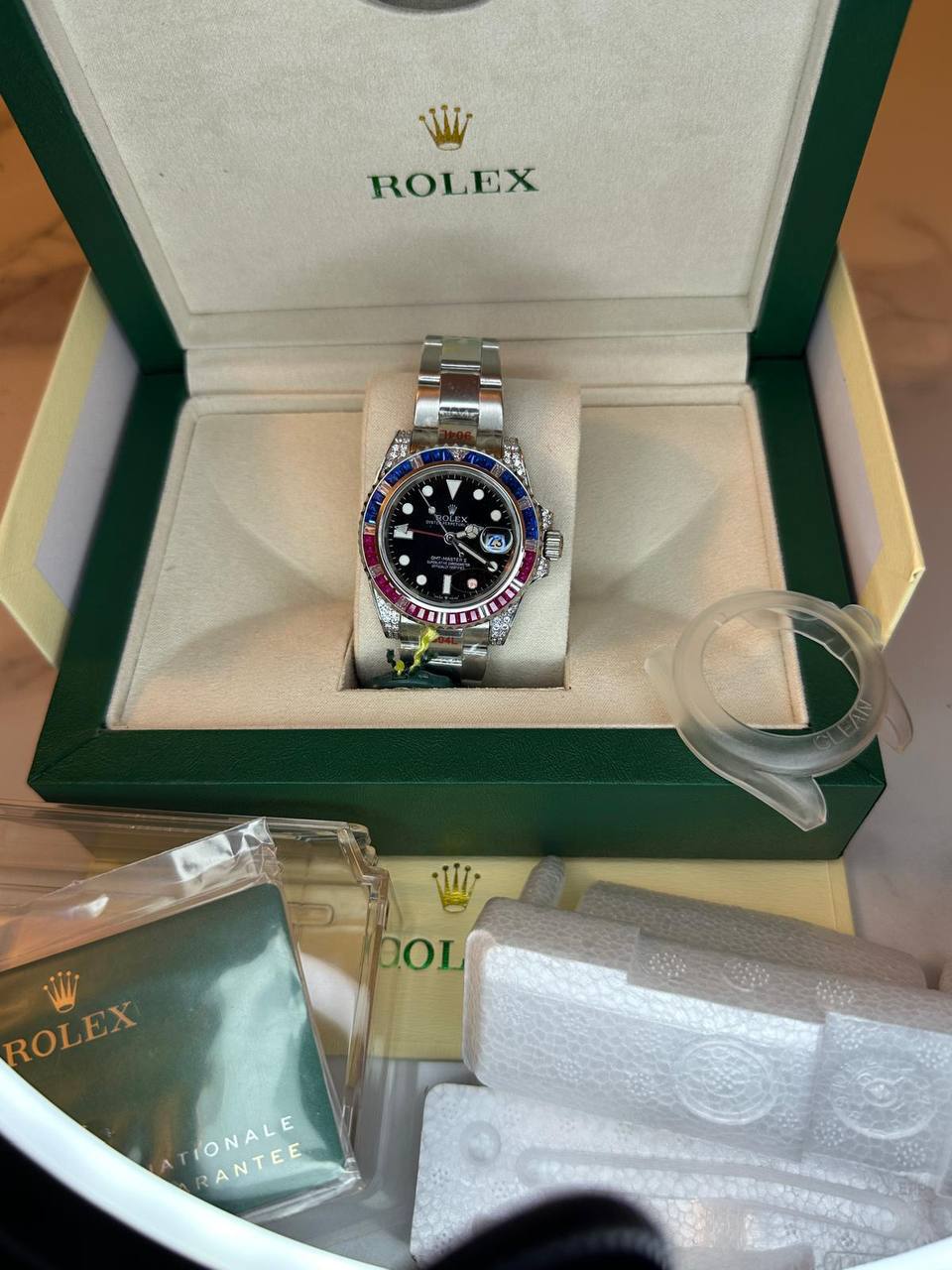 Rolex GMT-Master II "SARU" with Custom Gem Bezel in blue sapphires & red rubies SuperClone Quality UK Reps