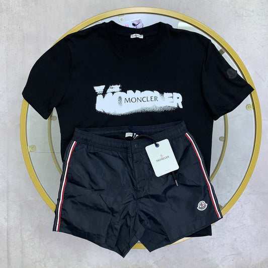 Moncler Black Short & Tee Combo Set SuperClone Quality UK Reps