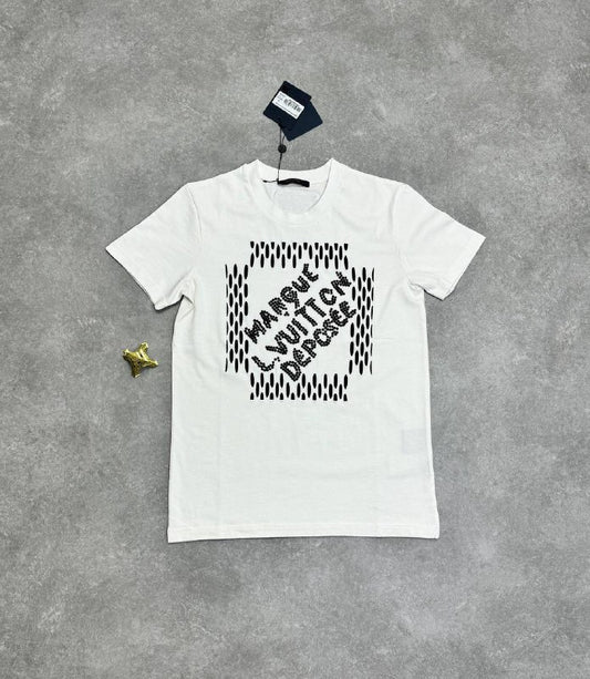 Louis Vuitton Embroidered Signature Cotton T-Shirt UK Reps AAA Quality