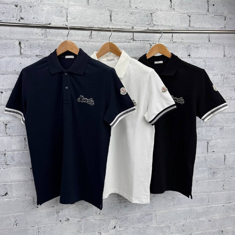Moncler Logo Script Cotton Piqué Polo Shirt UK Reps AAA Quality
