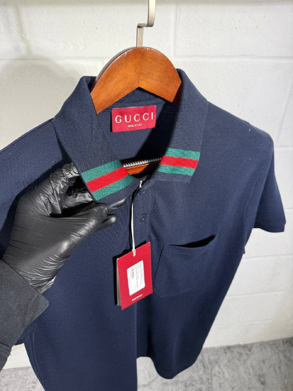 Gucci Cotton Piquet Polo Shirts with Web Collar UK Reps AAA Quality