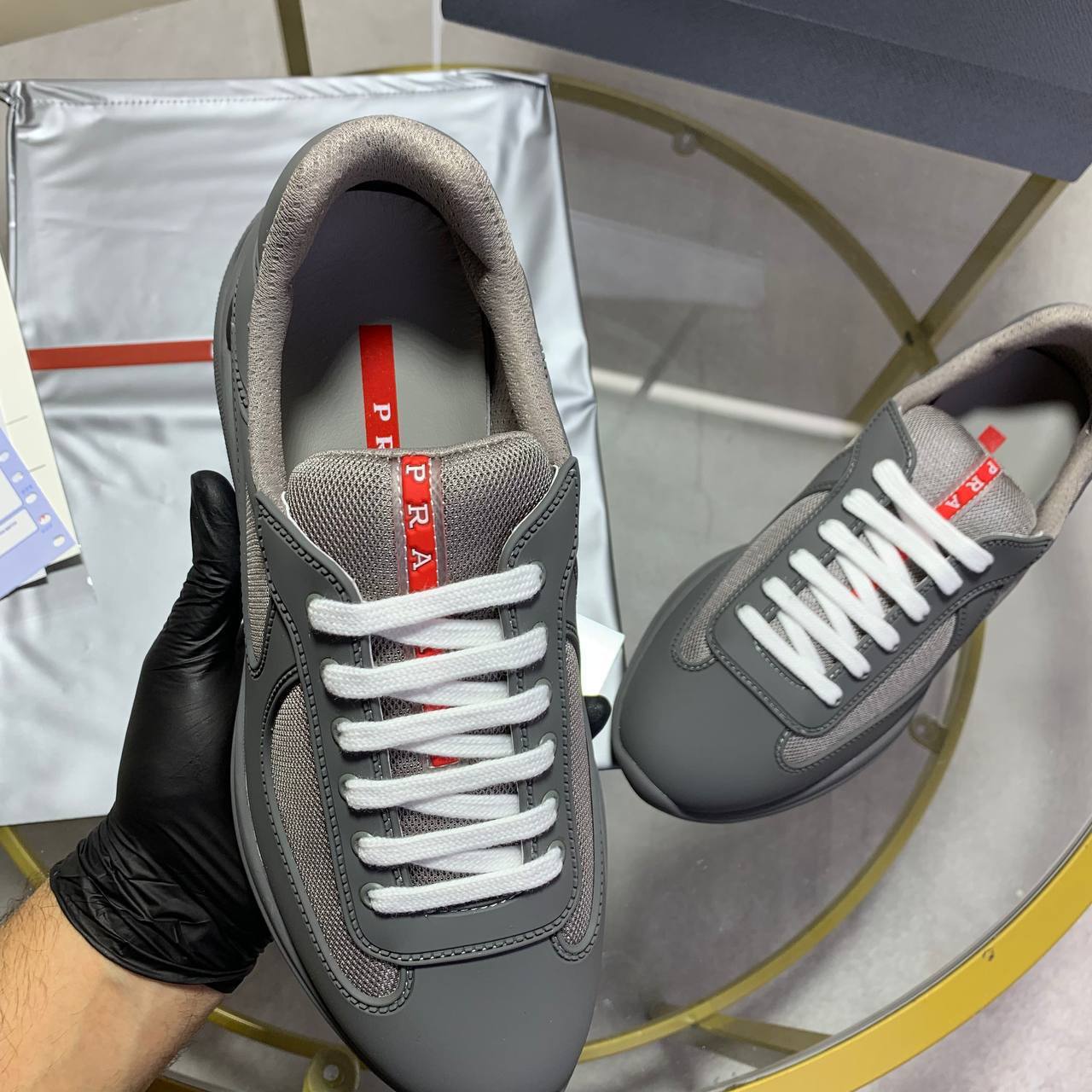 Prada America's Cup Soft Rubber and Bike Fabric Sneakers UK Reps AAA Quality