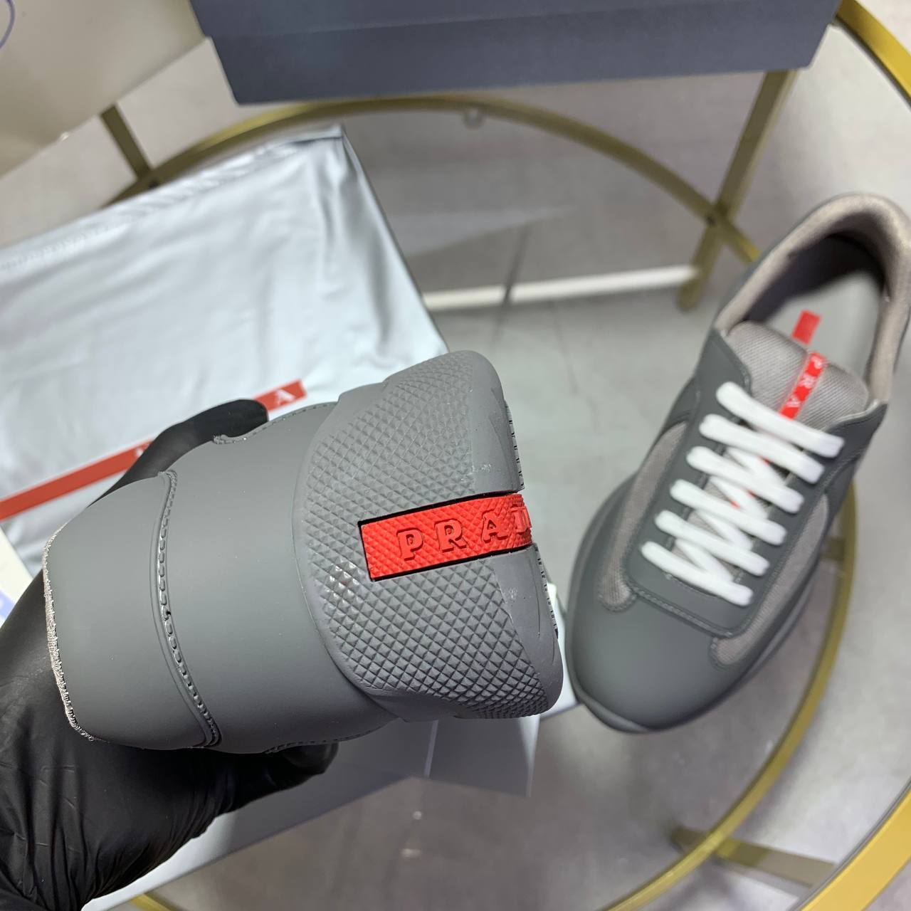 Prada America's Cup Soft Rubber and Bike Fabric Sneakers UK Reps AAA Quality