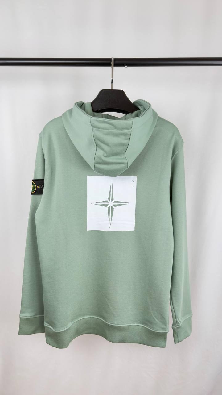Stone Island Black Stencil Logo Hoodie - Compass Box Print UK Reps AAA Quality