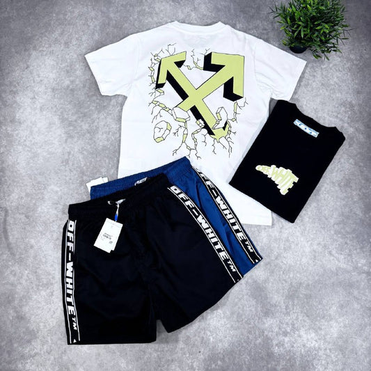 Off-White Men's Luxury Urban T-Shirt & Shorts Set AAA Quality Reps UK
