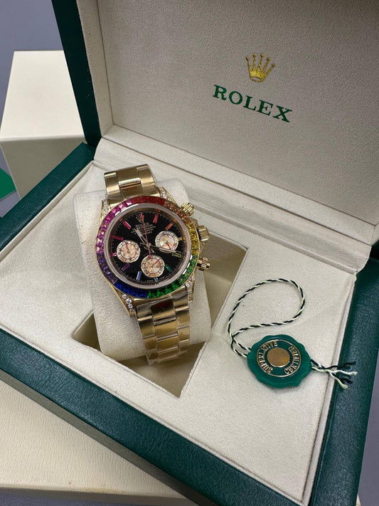 Rolex Cosmograph Rainbow Daytona Black Dial Watch AAA Quality UK Reps