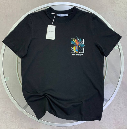 Off-White Men's Luxury Bird Embroidered Arrows Motif Black T-Shirt AAA Quality Reps UK