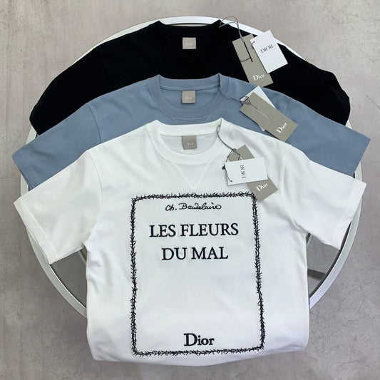Dior Men's Luxury T-Shirt featuring Les Fleurs du Mal Book Cover Graphic AAA Quality Reps UK