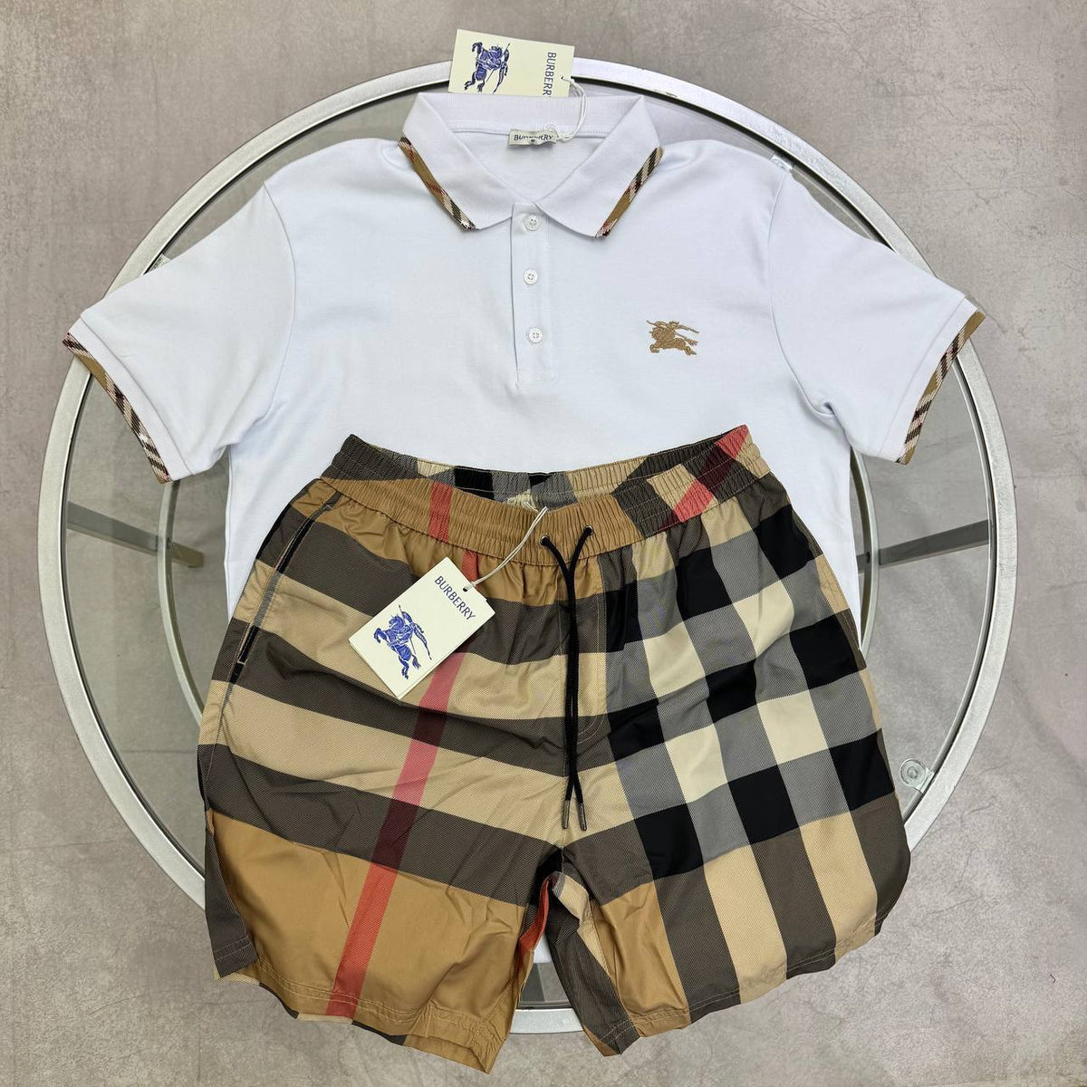 Burberry Cotton Polo Shirt & Burberry Vintage Check Swim Shorts Superclone Quality UK Reps