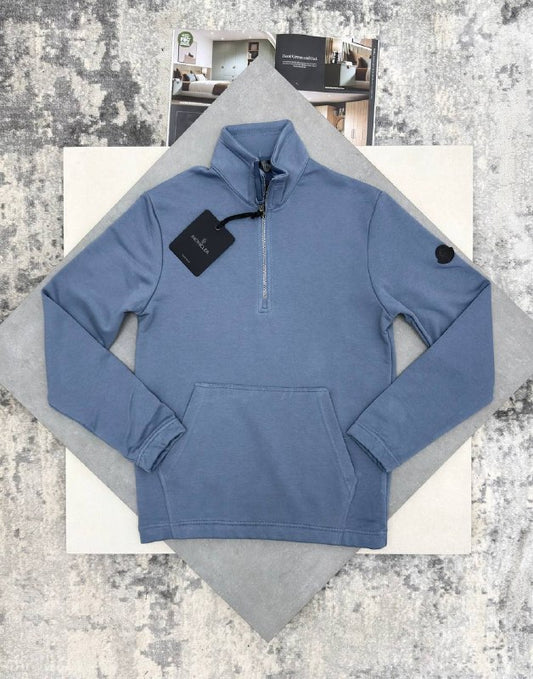 Moncler Men's Luxury Quarter-Zip Fleece Jumpers with Sleeve Patch AAA Quality Reps UK