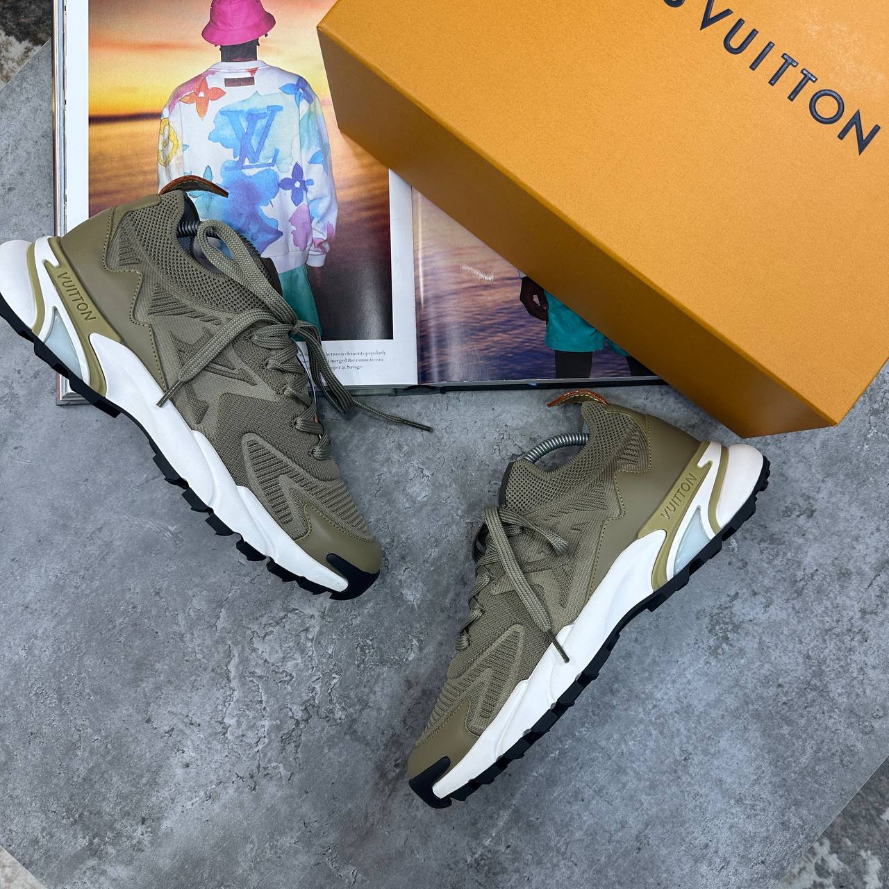 Louis Vuitton Runner Tactic Trainer Sneakers in Olive Green Mens UK Reps 1:1 Quality