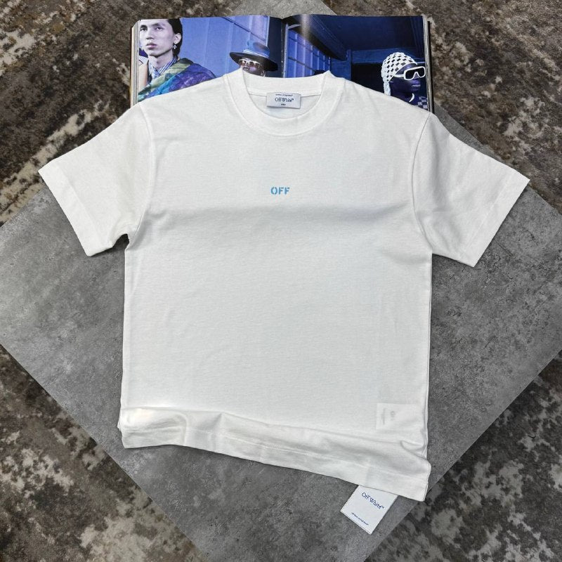 Off-White Men's Luxury Minimalist Logo Crewneck T-Shirt UK Reps AA Quality