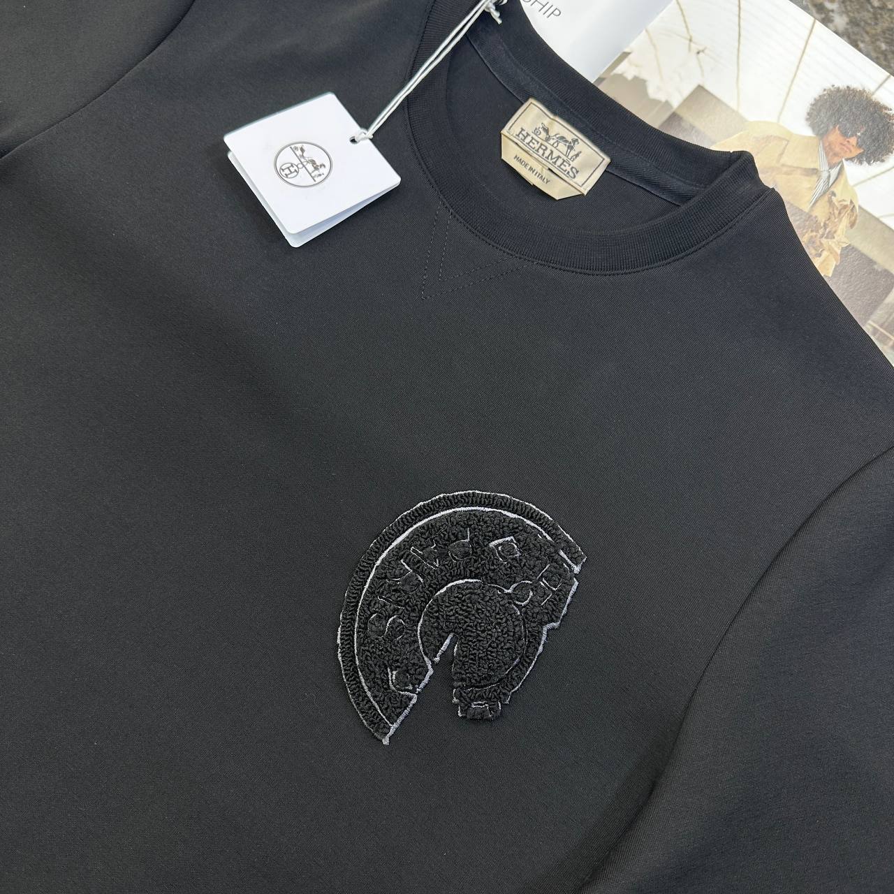 Hermès Men's Luxury Embroidered Horse Badge Crewneck Sweatshirt UK Reps