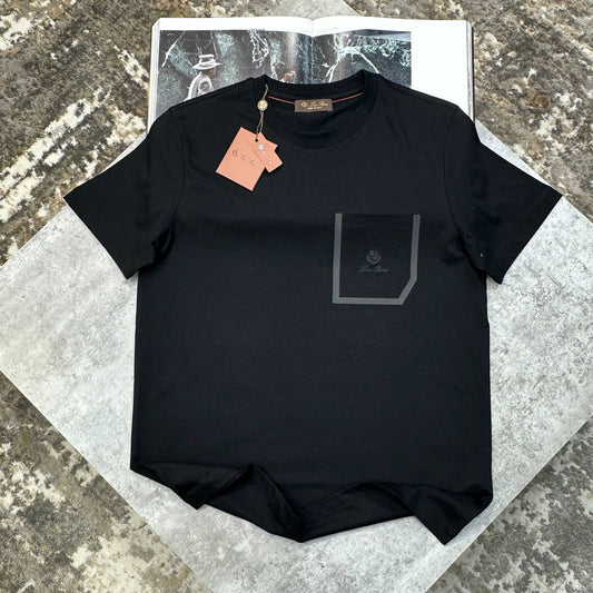 Loro Piana Men's Luxury Contrast Frame Pocket Cotton T-Shirt UK Reps AAA Quality