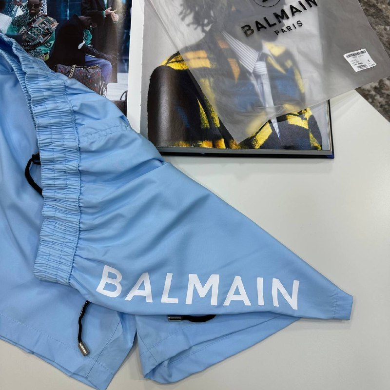 Balmain Paris Men's Luxury Logo Print Black Swim Shorts UK Reps AAA Quality