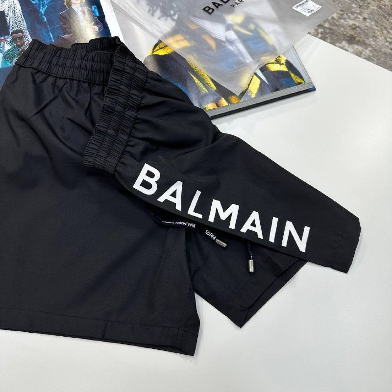 Balmain Paris Men's Luxury Logo Print Black Swim Shorts UK Reps AAA Quality