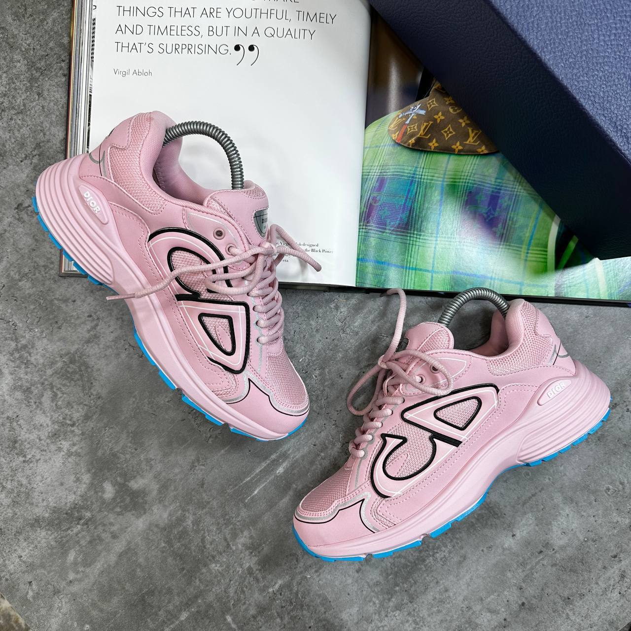 Christian Dior B30 Pastel Pink Technical Mesh and Leather Sneakers UK Reps AAA Quality