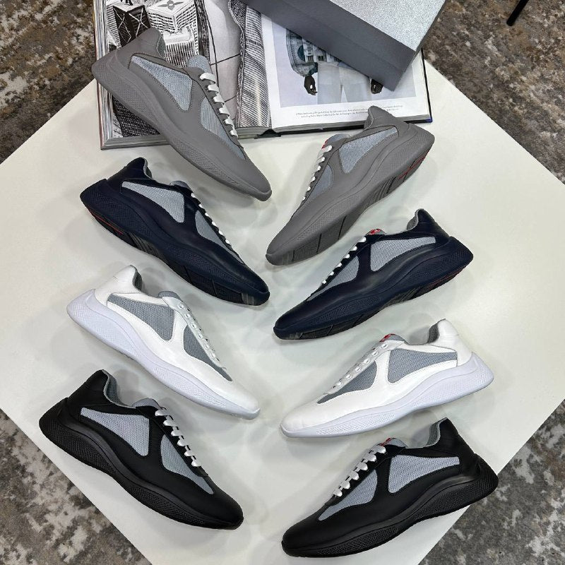 Prada America’s Cup Soft Rubber & Bike Fabric Sneakers UK Reps AAA+ Quality