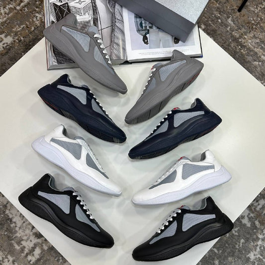Prada America’s Cup Soft Rubber & Bike Fabric Sneakers UK Reps AAA+ Quality