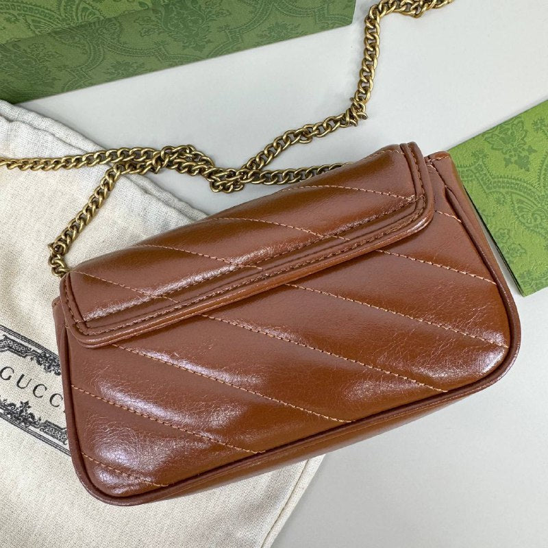 Gucci Marmont leather mini Rep bag Supermini (Brown) Sale UK