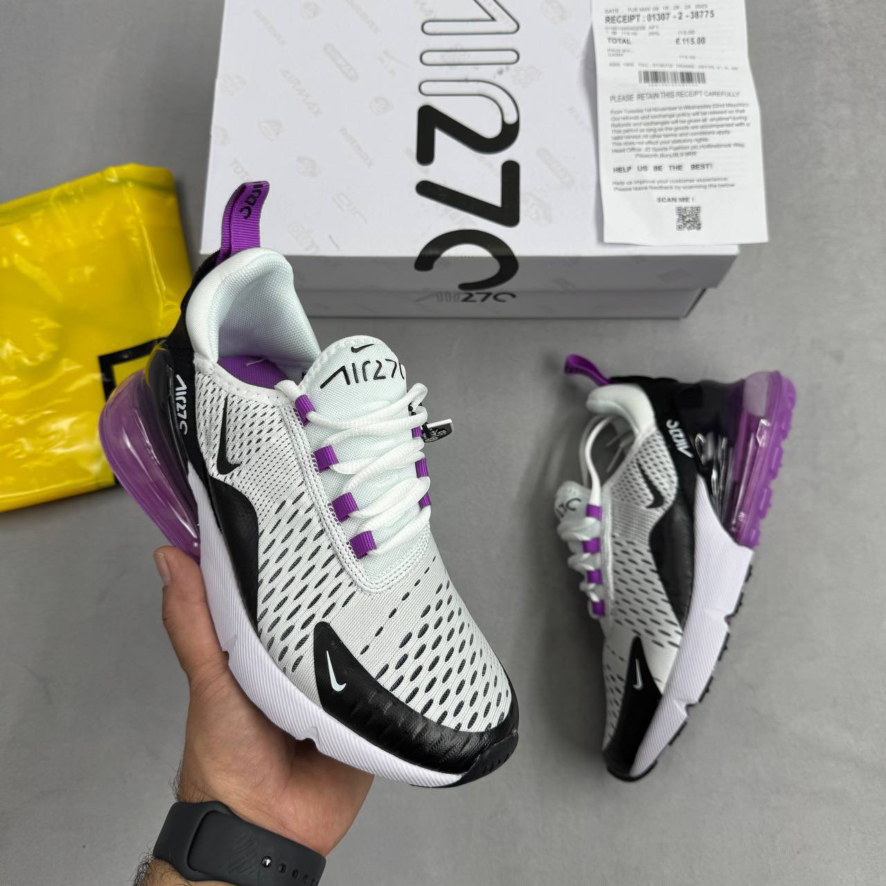 Nike Air Max 270 White Black Replica Shoes Fuchsia Purple Women's Trainers Sneakers Sale UK