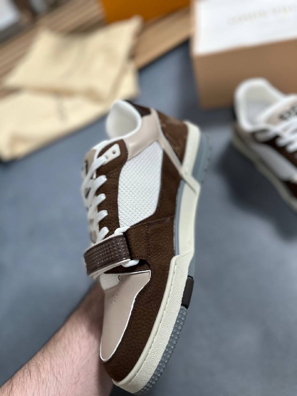 Louis Vuitton LV Trainer Brown Beige White Sneakers for Men Sale UK
