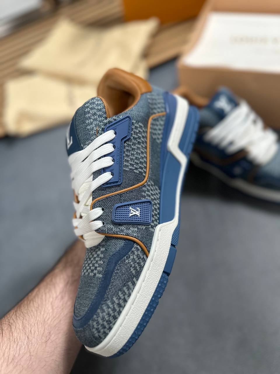 Louis Vuitton LV Rep Trainer Blue Damier 3D Denim for Men Sale UK