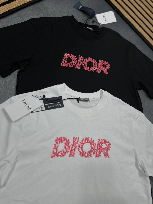 Dior Coral print round neck short sleeved shirt  Men T Shirts First Copy Fake Boys Tshirt Replica Tee Shirt Sale UK