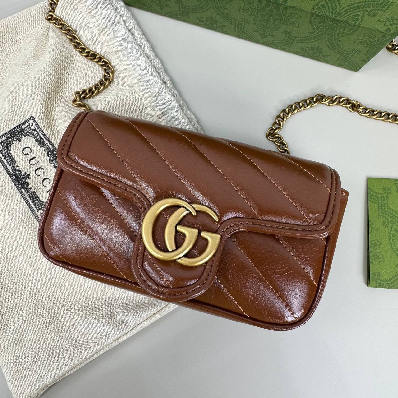 Gucci Marmont leather mini Rep bag Supermini (Brown) Sale UK