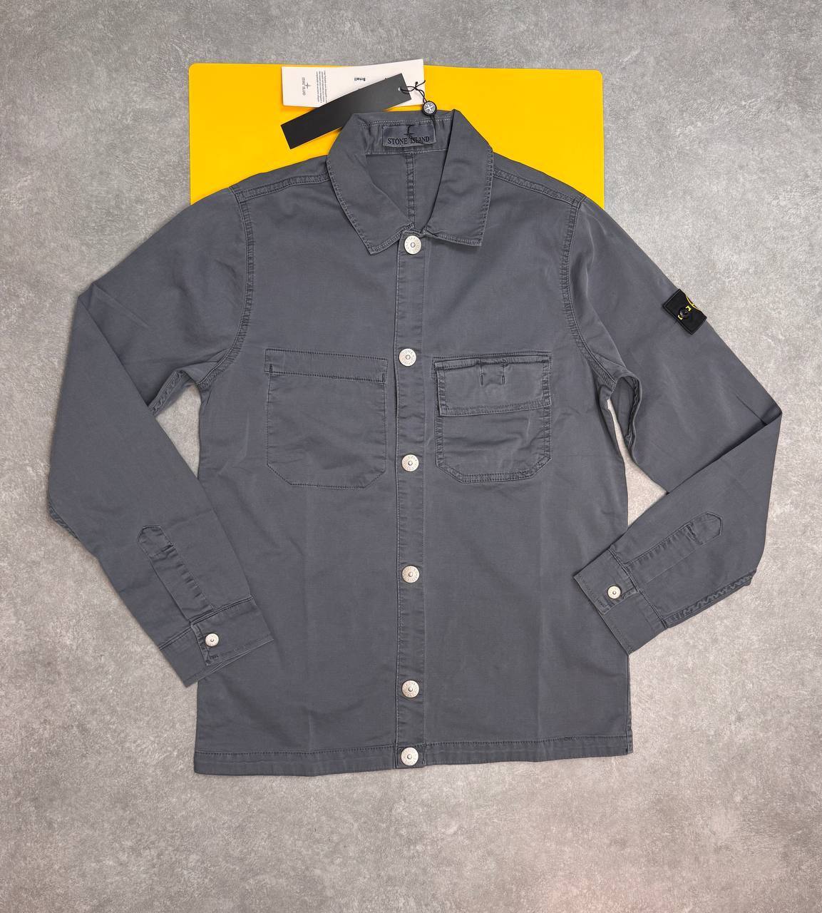 Stone Island Men's Gray & Black Cotton OVERSHIRT  Ripstop Shirt Sale UK