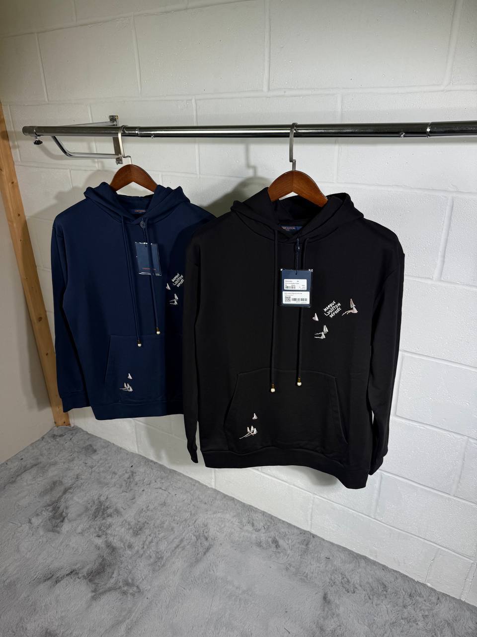 Louis Vuitton Embroidered Signature Hoodie in 2 Colors Mens Best Sale UK Reps AAA Quality