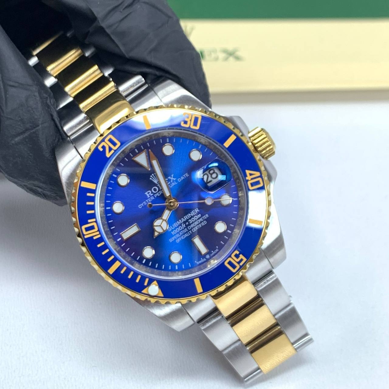Rolex Submariner Date Mens Watch with Blue Dial Gold/Silver Band Clone UK