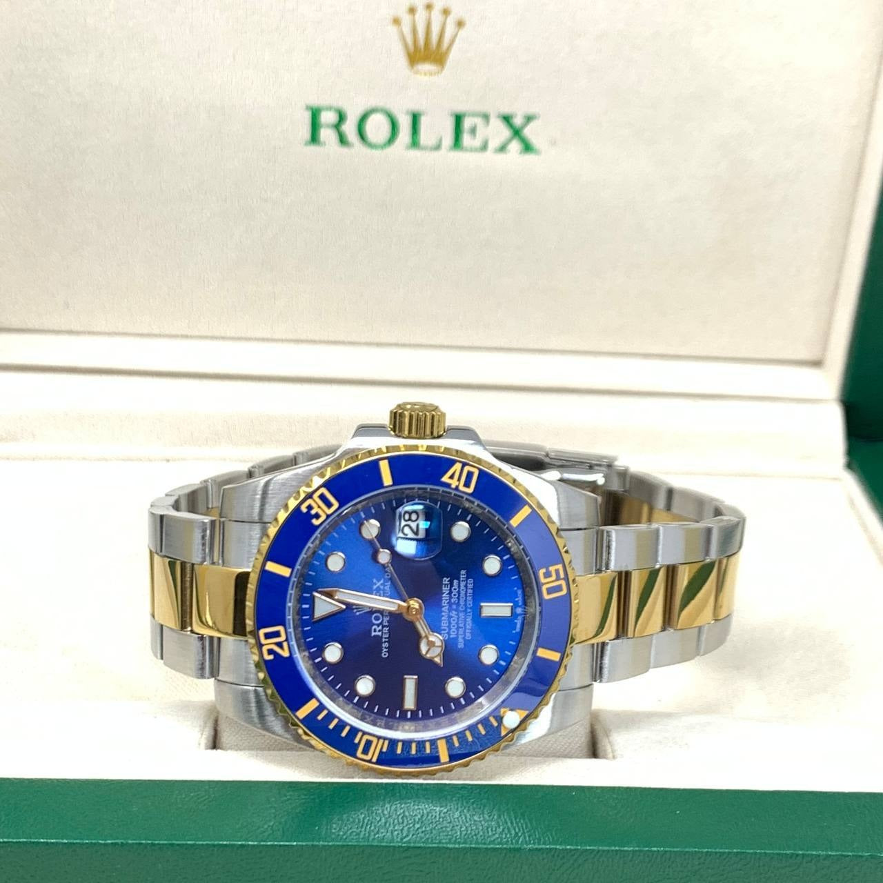 Rolex Submariner Date Mens Watch with Blue Dial Gold/Silver Band Clone UK