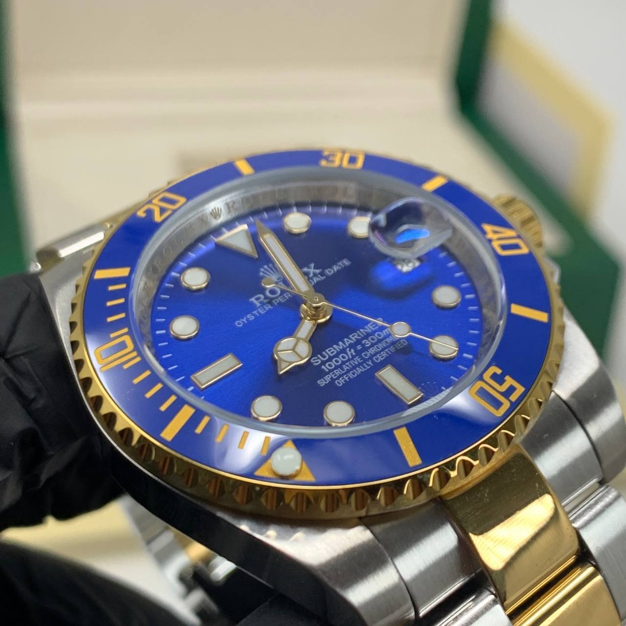 Rolex Submariner Date Mens Watch with Blue Dial Gold/Silver Band Clone UK