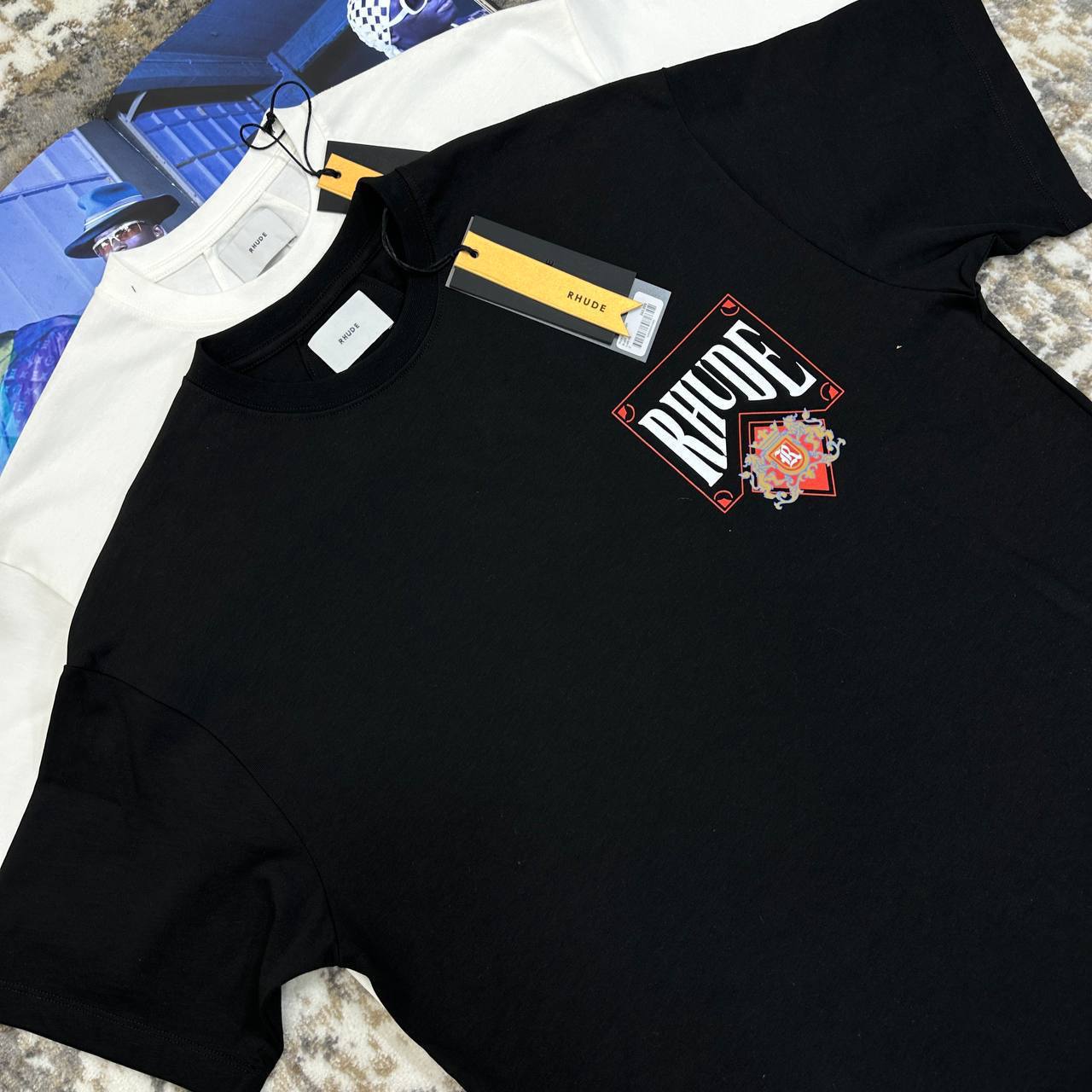 Rhude Card Print Mens T Shirts High Street Fashion Designer in 2 Colors UK Reps AAA Quality