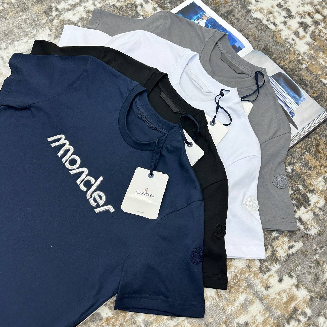 Moncler Raised-Logo Cotton T-Shirts Short Sleeve in Multiple Colors for Mens Best Sale UK Reps AAA Quality