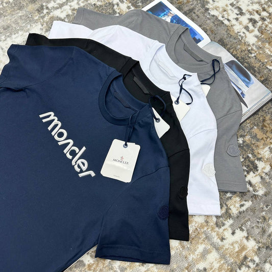 Moncler Raised-Logo Cotton T-Shirts Short Sleeve in Multiple Colors for Mens Best Sale UK Reps AAA Quality