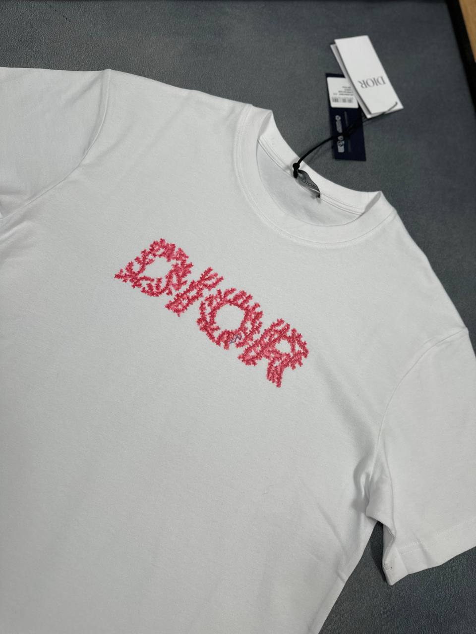 Dior Coral print round neck short sleeved shirt  Men T Shirts First Copy Fake Boys Tshirt Replica Tee Shirt Sale UK