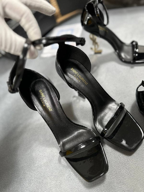 YSL Saint Laurent Women's Opyum Sandals Heels Shoes In Black Color Sale UK